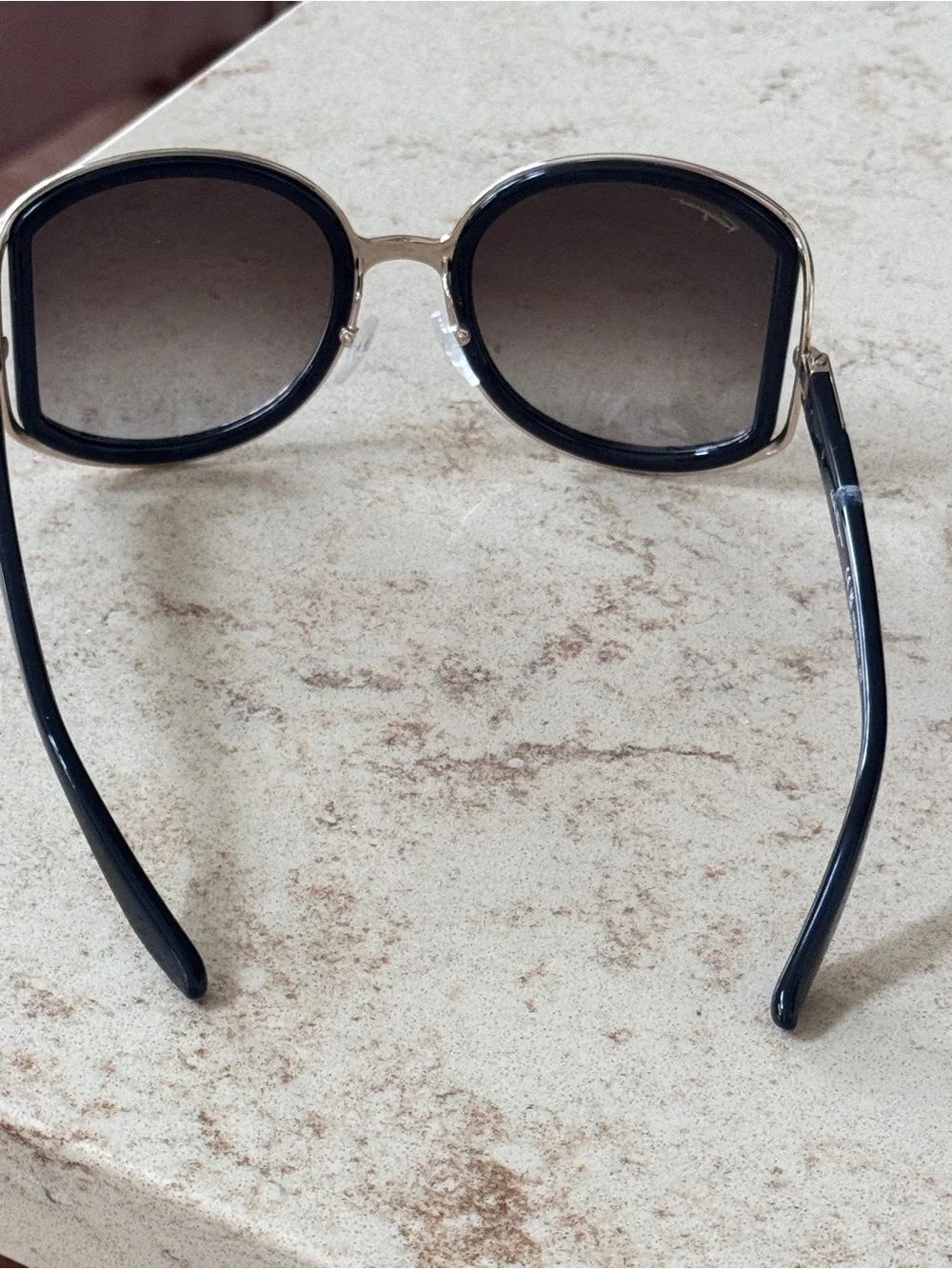 Salvatore Ferragamo Black Round Sunglasses with Silver Trim- SF719S- never worn